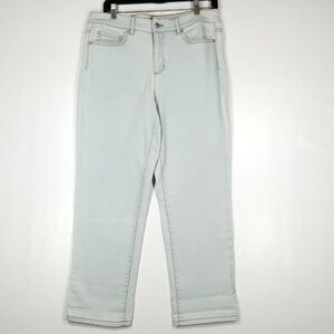 Joe Fresh Hi Rise Crop Jeans Size 29 5 Pocket Front Button With Zipper Soft Blue
